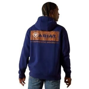 Ariat Blue Hoodie with Orange Logo Panel